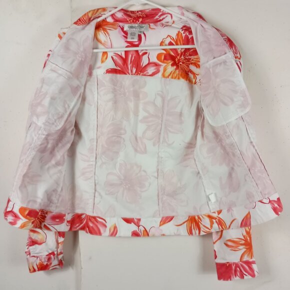 Coldwater Creek Floral Button Up Short Jacket With Bold Vibrant Flowers Size S - Picture 7 of 7